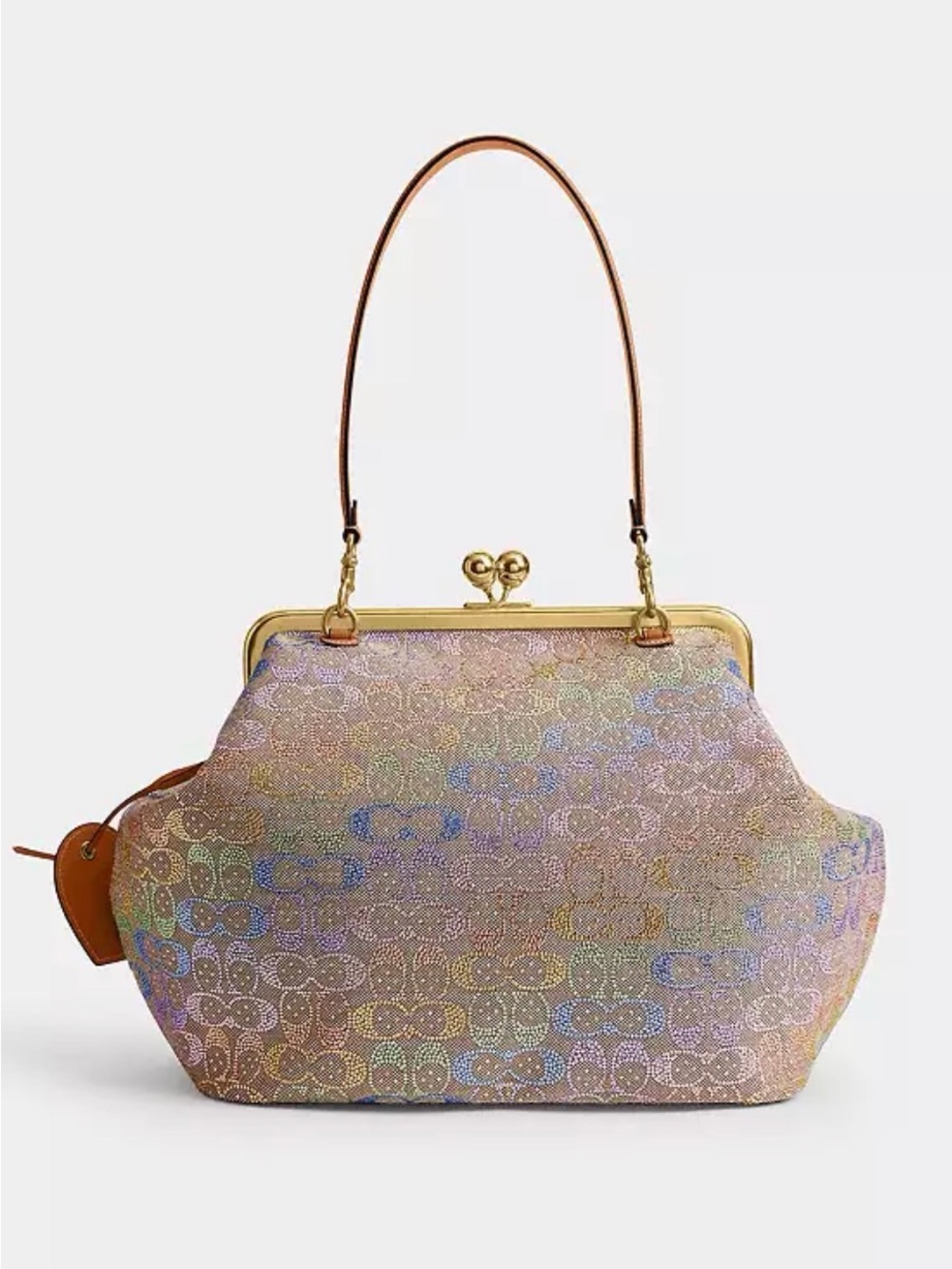 Coach Large Kisslock Frame Bag In Crystal Signature Jacquard - Picture 2 of 12